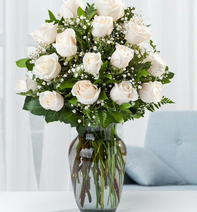 Jarrón de Rosas Blanca